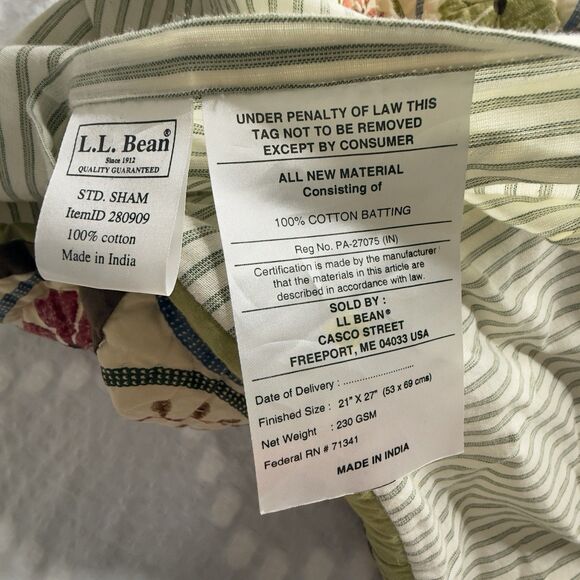 LL Bean Cottage Country Earthtone Floral Decorative Standard Pillow Sham 21x27 - Picture 4 of 6